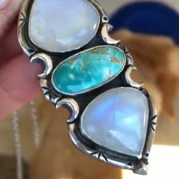 Pacific Crest Silver moonstone and turquoise sterling silver pendant - Picture 13 of 13